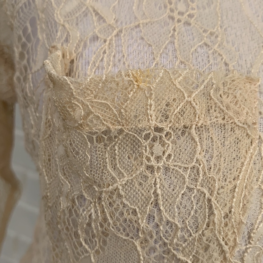 Free People Sheer Lace Top Boho Cream Size XS - Picture 8 of 11